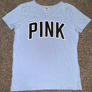 VS Pink V Neck Football Campus  Sz M Baby Blue worn once
